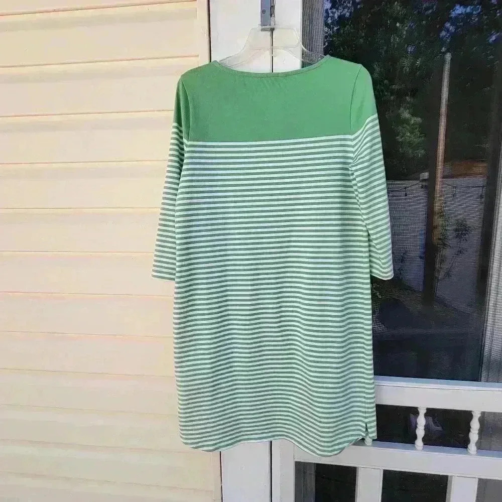 Brooks Brothers Women's Knee Length Dress Medium 100% Cotton White Green Striped - Picture 3 of 10